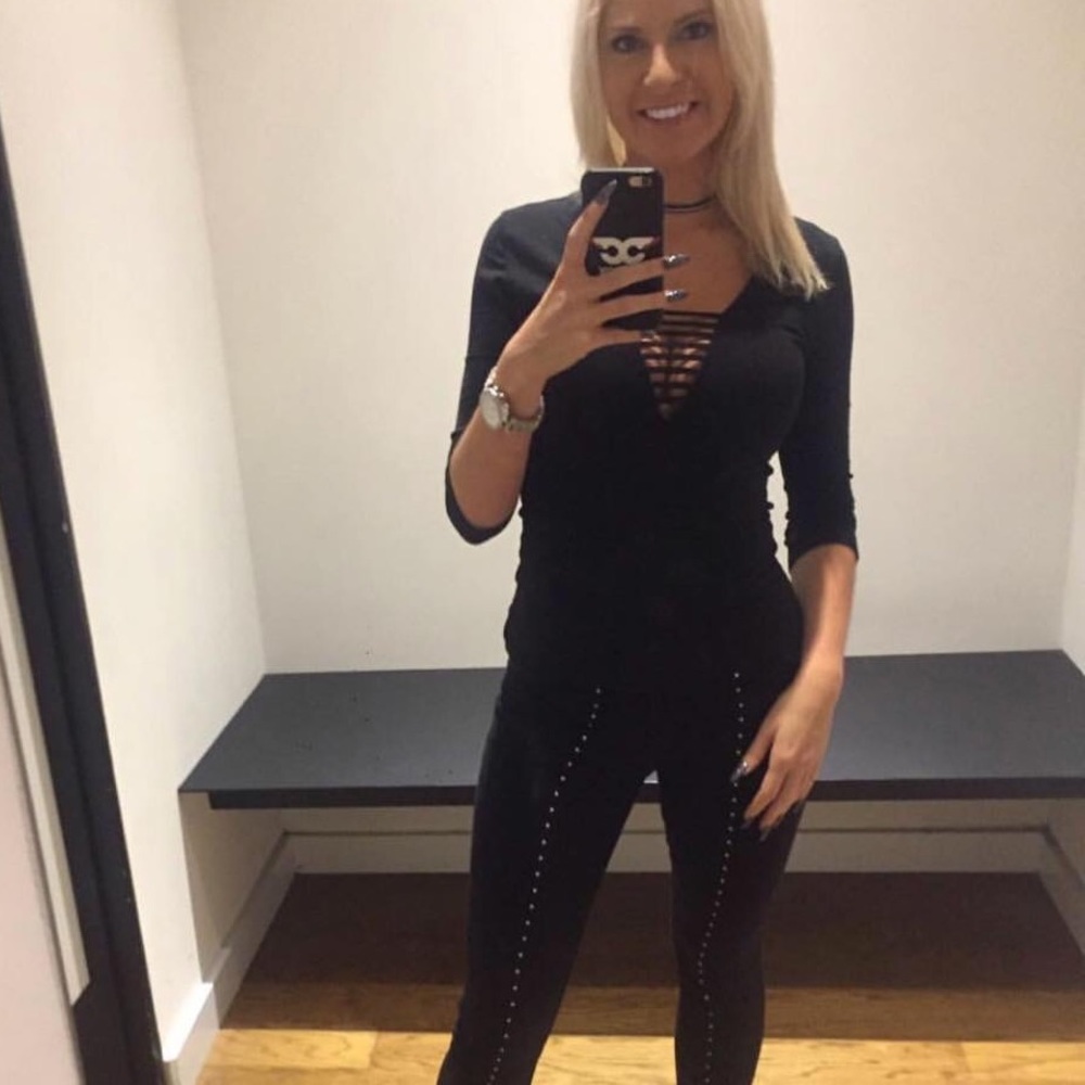 STUDDED BLACK JEAN LEGGINGS